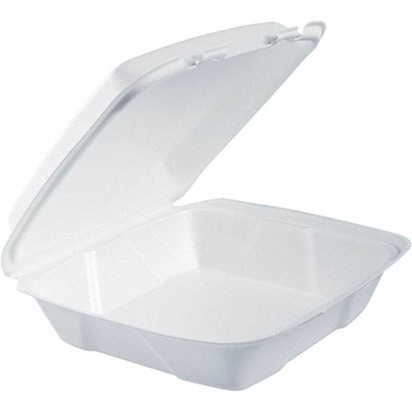 DART - 9-3/8 x 9-3/8 x 3" Foam Hinged Lid Containers - White - Exact Industrial Supply