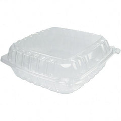 DART - 9 x 9-1/2 x 3" Plastic Hinged Container - Clear - Exact Industrial Supply