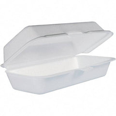 DART - 7-1/10 x 3-4/5 x 2-3/10" Foam Hot Dog Container with Hinged Lid - White - Exact Industrial Supply