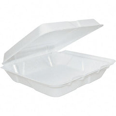 DART - 8 x 8 x 2-1/4" Foam Hinged Lid Containers - White - Exact Industrial Supply