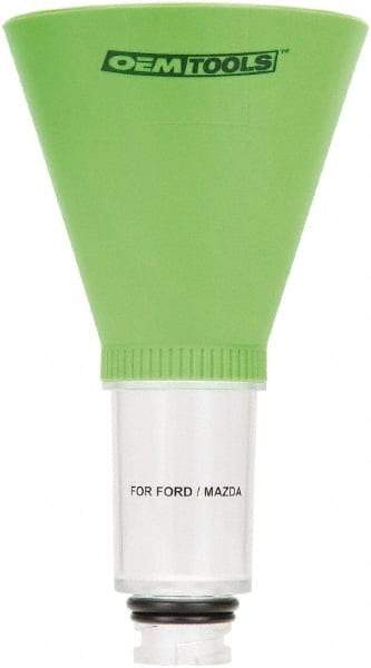 OEM Tools - 16 oz Capacity Plastic Funnel - 5" Mouth OD, 3-3/4" Straight Spout, Green & Clear - Exact Industrial Supply