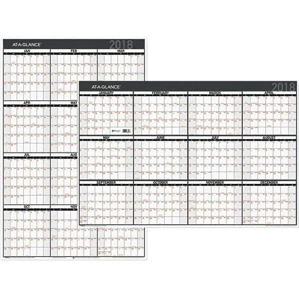 AT-A-GLANCE - 1 Sheet, 24 x 36", Erasable Wall Calendar - Exact Industrial Supply