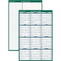 AT-A-GLANCE - 1 Sheet, 32 x 48", Erasable Wall Calendar - Green & White - Exact Industrial Supply