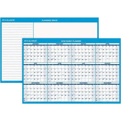 AT-A-GLANCE - 1 Sheet, 36 x 24", Erasable Wall Calendar - Blue & White - Exact Industrial Supply