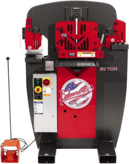 Edwards Manufacturing - 7" Throat Depth, 50 Ton Punch Pressure, 1" in 5/8" Punch Capacity Ironworker - 5 hp, 3 Phase, 230 Volts, 36-3/4" Wide x 54-1/2" High x 36-1/8" Deep - Exact Industrial Supply