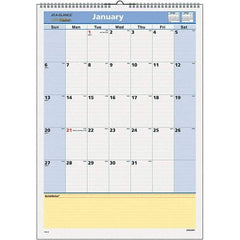 AT-A-GLANCE - 12 Sheet, 12 x 17", Wall Calendar - Blue & Yellow - Exact Industrial Supply