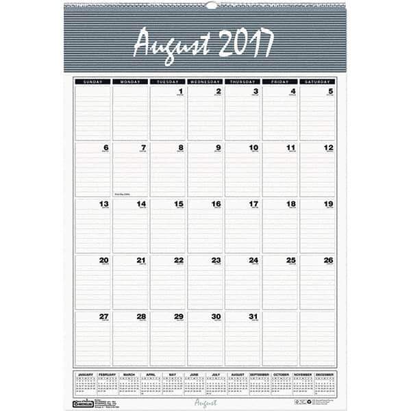 House of Doolittle - 12 Sheet, 12 x 17", Wall Calendar - Blue & Gray - Exact Industrial Supply