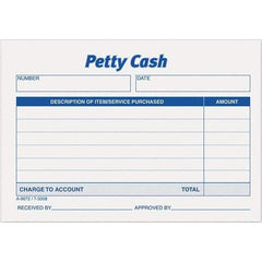 TOPS - 600 Sheet, 3-1/2 x 5", Petty Cash Slips - Blue & White - Exact Industrial Supply