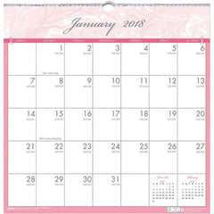 House of Doolittle - 12 Sheet, 12 x 12", Wall Calendar - Pink & Gray - Exact Industrial Supply