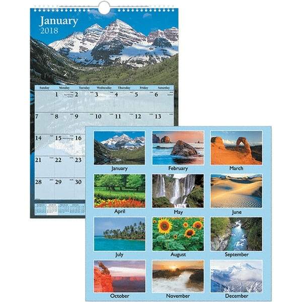 AT-A-GLANCE - 12 Sheet, 12 x 17", Wall Calendar - Scenic - Exact Industrial Supply