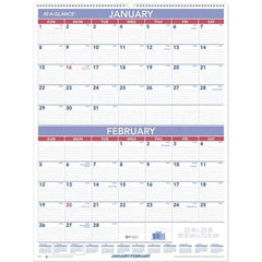 AT-A-GLANCE - 6 Sheet, 22 x 29", Wall Calendar - Blue & White - Exact Industrial Supply