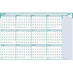 House of Doolittle - 1 Sheet, 24 x 37", Erasable Wall Calendar - White & Teal - Exact Industrial Supply