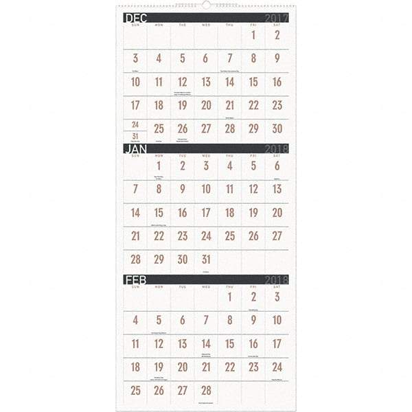 AT-A-GLANCE - 8 Sheet, 12 x 27", Wall Calendar - Exact Industrial Supply