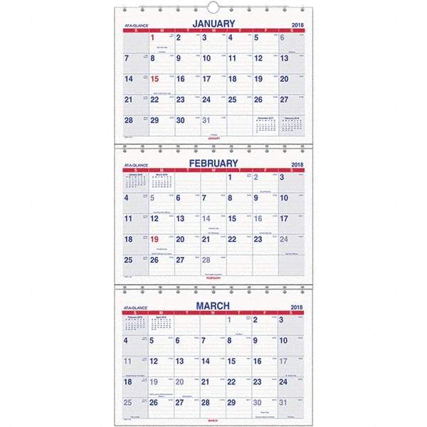 AT-A-GLANCE - 8 Sheet, 12 x 16-1/2", Wall Calendar - Exact Industrial Supply