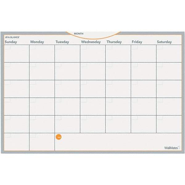 AT-A-GLANCE - 12 Sheet, 18 x 12", Erasable Wall Calendar - Gray, White & Orange - Exact Industrial Supply