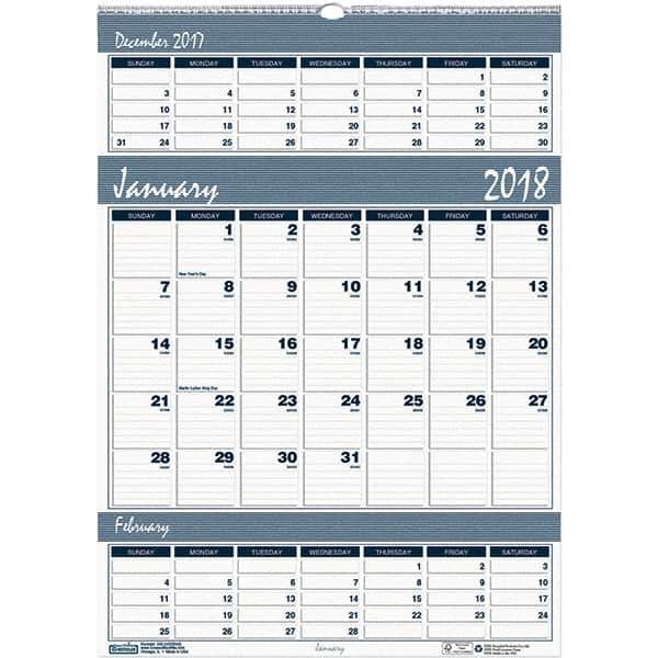 House of Doolittle - 12 Sheet, 12 x 17", Wall Calendar - Blue & Gray - Exact Industrial Supply