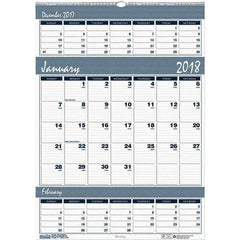 House of Doolittle - 12 Sheet, 12 x 17", Wall Calendar - Blue & Gray - Exact Industrial Supply