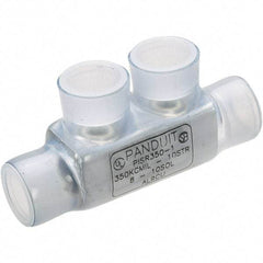 Panduit - 10 to 8 AWG Compatible, Vinyl Partially Insulated, Crimp-On Butt Splice Terminal - Aluminum Contacts, 2.38" OAL, Clear - Exact Industrial Supply