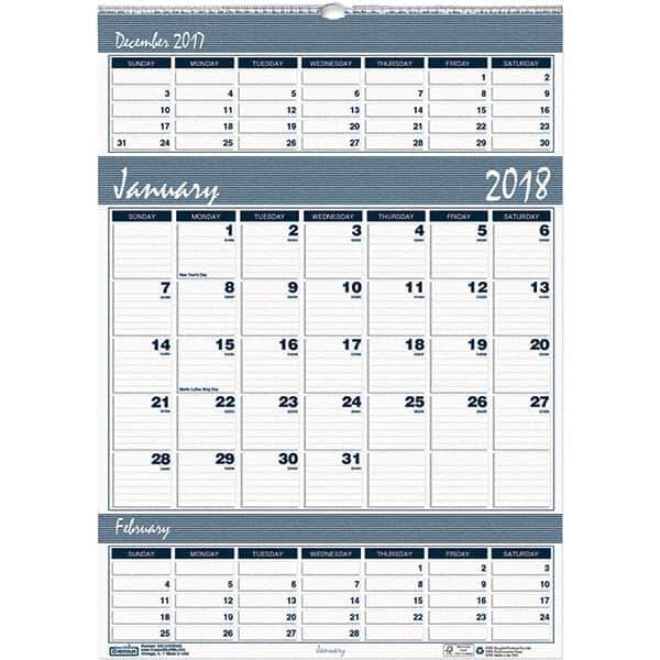 House of Doolittle - 12 Sheet, 15-1/2 x 22", Wall Calendar - Blue & Gray - Exact Industrial Supply