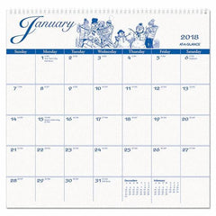 AT-A-GLANCE - 12 Sheet, 12 x 11-3/4", Wall Calendar - White - Exact Industrial Supply