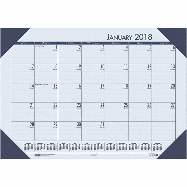 House of Doolittle - 12 Sheet, 22 x 17", Desk Pad Calendar - Ocean Blue - Exact Industrial Supply