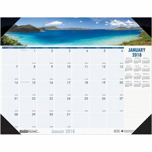 House of Doolittle - 12 Sheet, 22 x 17", Desk Pad Calendar - Coastlines - Exact Industrial Supply