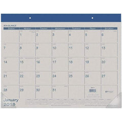 AT-A-GLANCE - 12 Sheet, 22 x 17", Desk Pad Calendar - Blue - Exact Industrial Supply