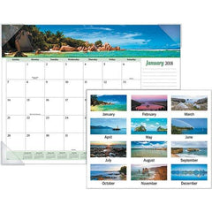 AT-A-GLANCE - 12 Sheet, 22 x 17", Desk Pad Calendar - Seascapes - Exact Industrial Supply