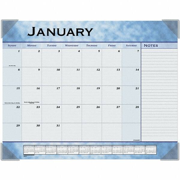 AT-A-GLANCE - 12 Sheet, 22 x 17", Desk Pad Calendar - Slate Blue - Exact Industrial Supply