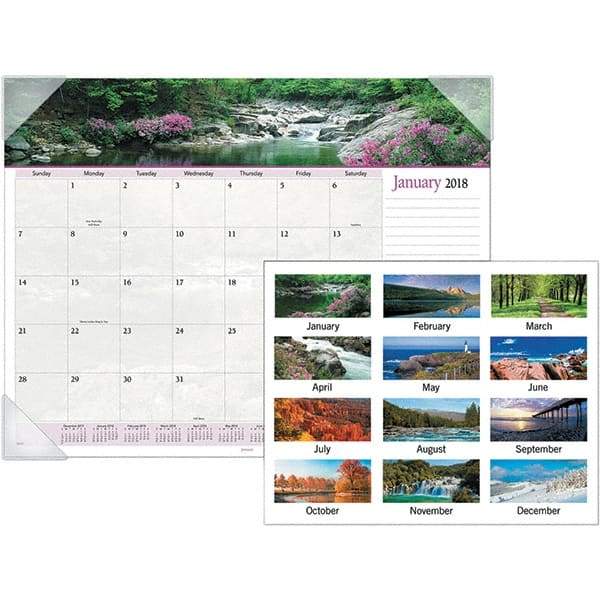 AT-A-GLANCE - 12 Sheet, 22 x 17", Desk Pad Calendar - Landscapes - Exact Industrial Supply