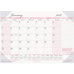 House of Doolittle - 12 Sheet, 18-1/2 x 13", Desk Pad Calendar - Pink & Gray - Exact Industrial Supply