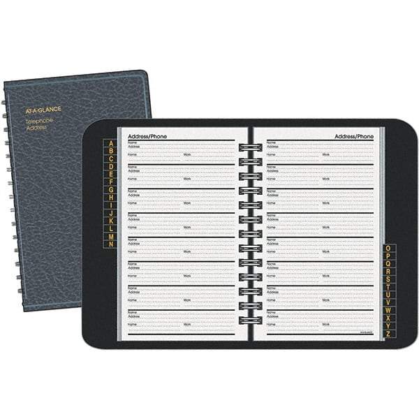 AT-A-GLANCE - 100 Sheet, 4-7/8 x 8", Telephone/Address Book - Black - Exact Industrial Supply