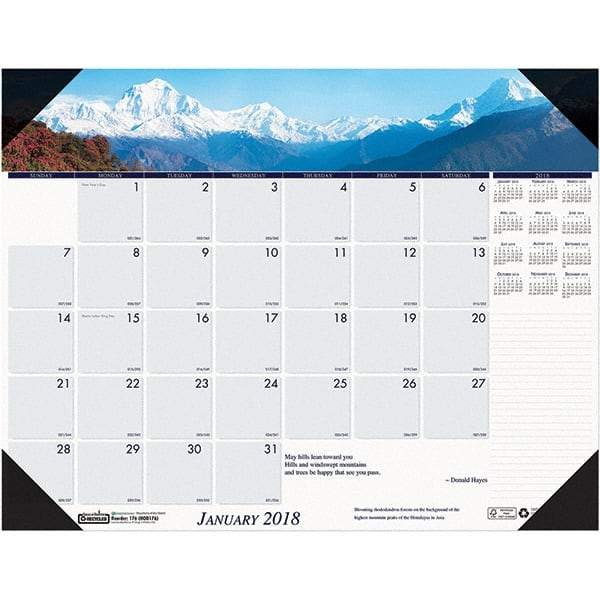 House of Doolittle - 12 Sheet, 22 x 17", Desk Pad Calendar - Mountains - Exact Industrial Supply