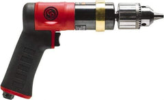 Chicago Pneumatic - 1/2" Keyed Chuck - Pistol Grip Handle, 600 RPM, 0.5 hp, 90 psi - Exact Industrial Supply