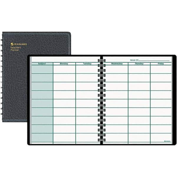 AT-A-GLANCE - 52 Sheet, 8-1/2 x 10-7/8", Teacher's Planner - Black - Exact Industrial Supply