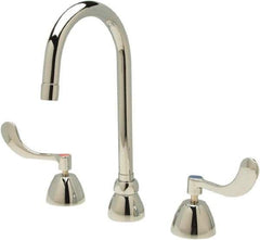 Zurn - Gooseneck, Two Handle, Chrome Plated Deck Mount, Laboratory Faucet - Wrist Blade Handle - Exact Industrial Supply