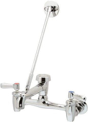 Zurn - Vacuum Breaker Spout With Pail Hook And Wall Brace, Two Handle, Chrome Plated Wall Mount, Industrial Service Sink Faucet - Lever Handle - Exact Industrial Supply