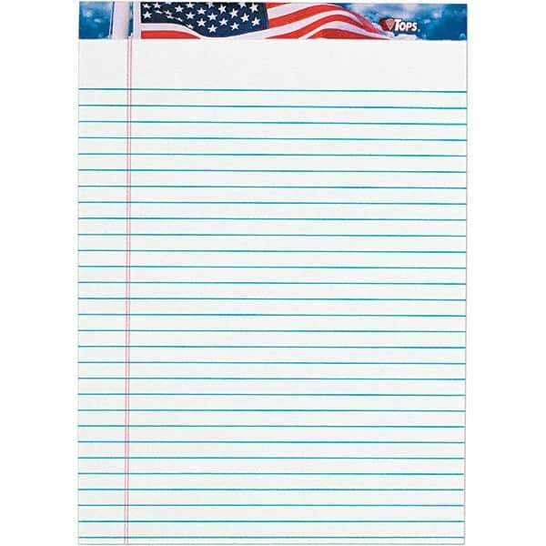 TOPS - 50 Sheet, 8-1/2 x 11-3/4", Legal/Wide (Style) Writing Pad - Red, White & Blue - Exact Industrial Supply