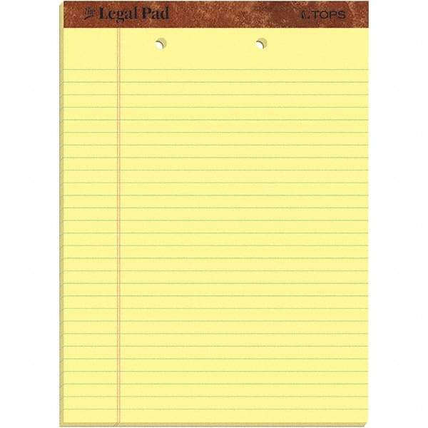 TOPS - 50 Sheet, 8-1/2 x 11-3/4", Legal/Wide (Style) Legal Pad - Canary - Exact Industrial Supply