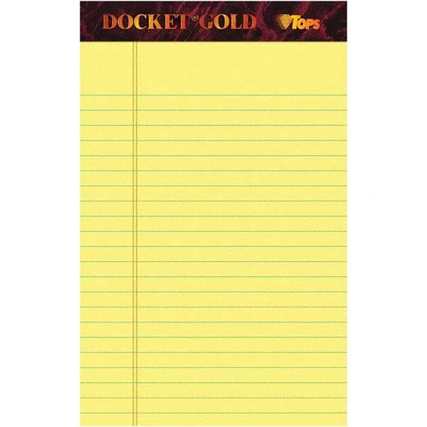 TOPS - 50 Sheet, 5 x 8", Narrow Writing Pad - Canary - Exact Industrial Supply