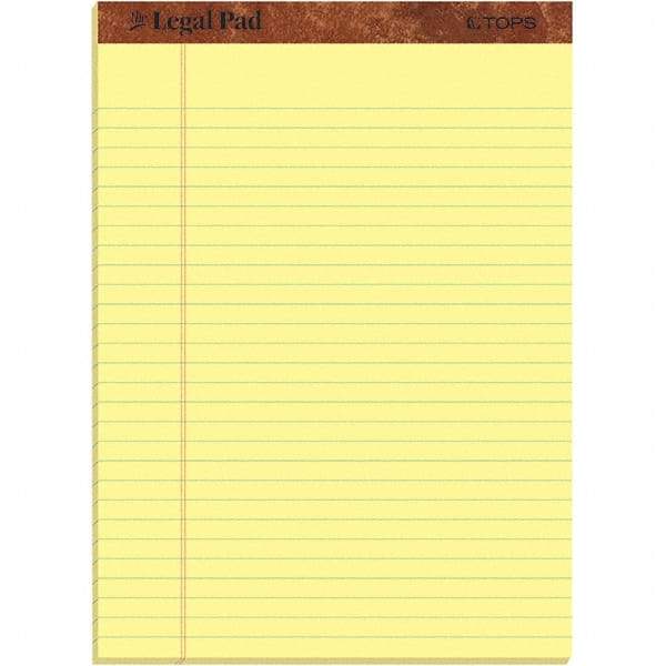 TOPS - 50 Sheet, 8-1/2 x 11", Legal/Wide (Style) Legal Pad - Canary - Exact Industrial Supply