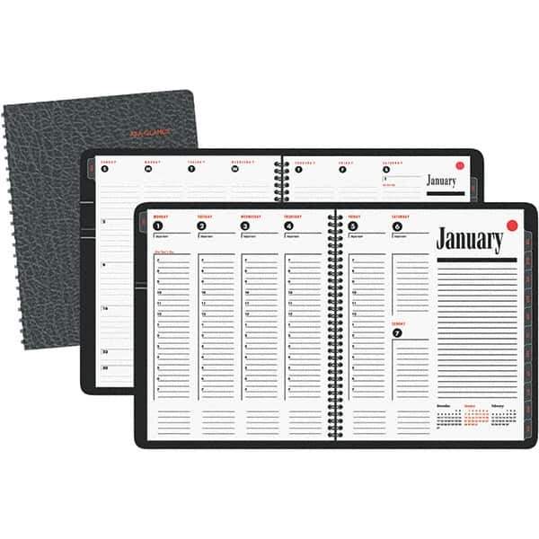 AT-A-GLANCE - 128 Sheet, 8-1/4 x 11", Weekly/Monthly Appointment Book - Black - Exact Industrial Supply