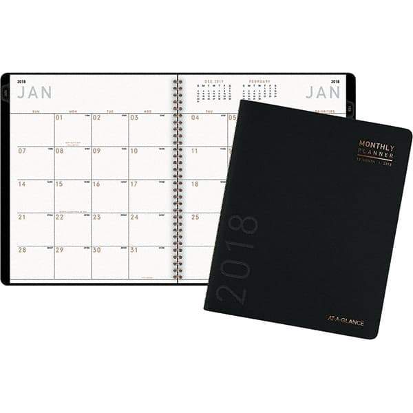 AT-A-GLANCE - 48 Sheet, 8-7/8 x 11", Monthly Planner - Black - Exact Industrial Supply