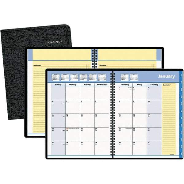 AT-A-GLANCE - 24 Sheet, 6-7/8 x 8-3/4", Monthly Planner - Black - Exact Industrial Supply