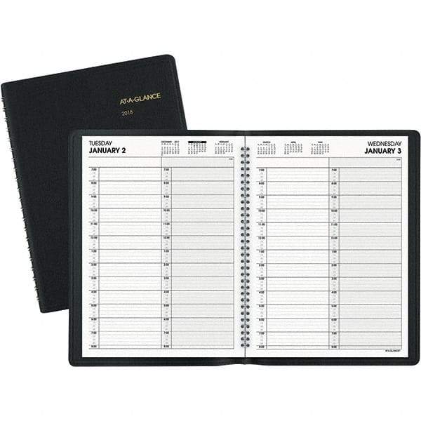 AT-A-GLANCE - 365 Sheet, 8 x 10-7/8", Appointment Book - Black - Exact Industrial Supply