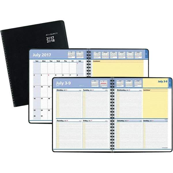 AT-A-GLANCE - 104 Sheet, 8 x 9-7/8", Weekly/Monthly Planner - Black - Exact Industrial Supply