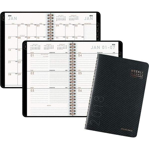 AT-A-GLANCE - 128 Sheet, 4-7/8 x 8", Weekly/Monthly Planner - Graphite - Exact Industrial Supply