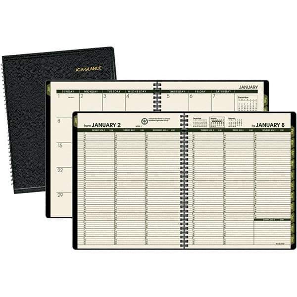 AT-A-GLANCE - 128 Sheet, 6-7/8 x 8", Weekly/Monthly Appointment Book - Black - Exact Industrial Supply