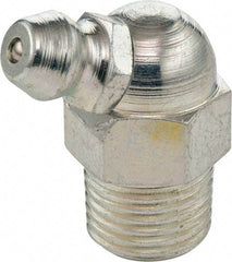 Umeta - 67° Head Angle, M6x1 Metric Steel Standard Grease Fitting - 9mm Hex, 20.5mm Overall Height, 5.5mm Shank Length, Zinc Plated Finish - Exact Industrial Supply