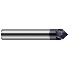 Chamfer Mill: 4 Flutes, Solid Carbide 2-1/2″ OAL, 3/8″ Shank Dia, AlTiN Coated